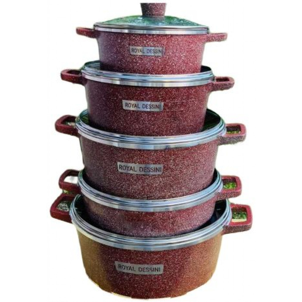 Dissini Italy 10 Piece Non-Stick Serving Dishes Saucepans Cookware – Multi-colours Cookware Sets