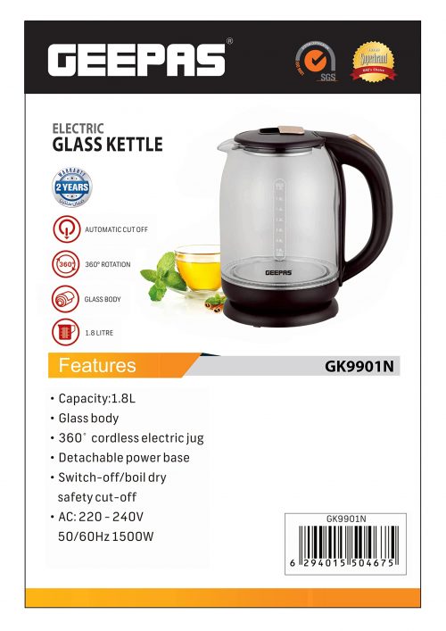 Geepas Electric Glass Kettle 1.7 Liter - GK9901