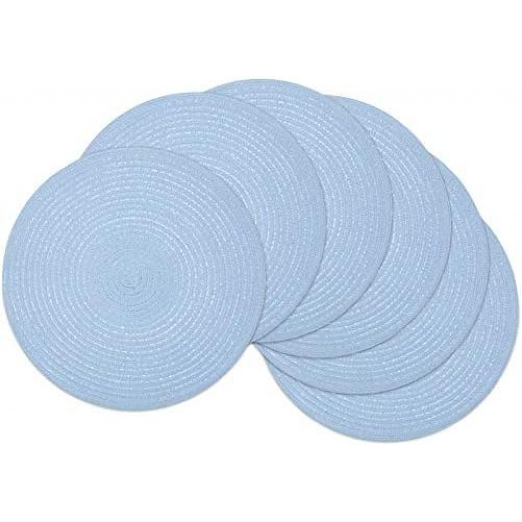 6 Round Decorative Placemats Table Mats- Light Blue