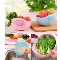 1Pc Fruits Vegetable Washing Bowl Food Strainer Rice Colander -Multi-colours