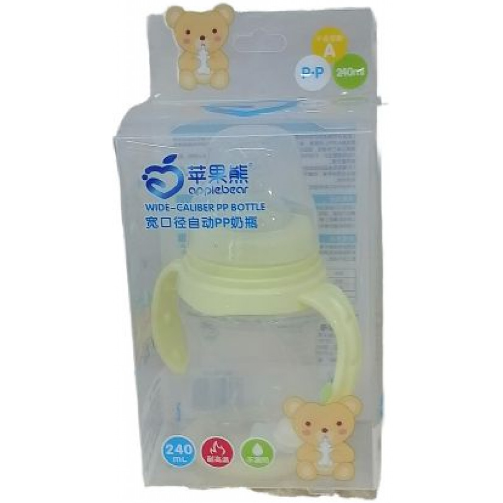 240ml Milk Glass Baby feeding Bottle - Multi-colours.