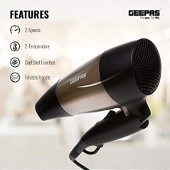 Geepas Foldable Hair Dryer - GH8642, Gold