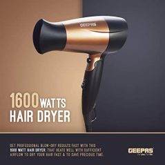 Geepas Foldable Hair Dryer - GH8642, Gold