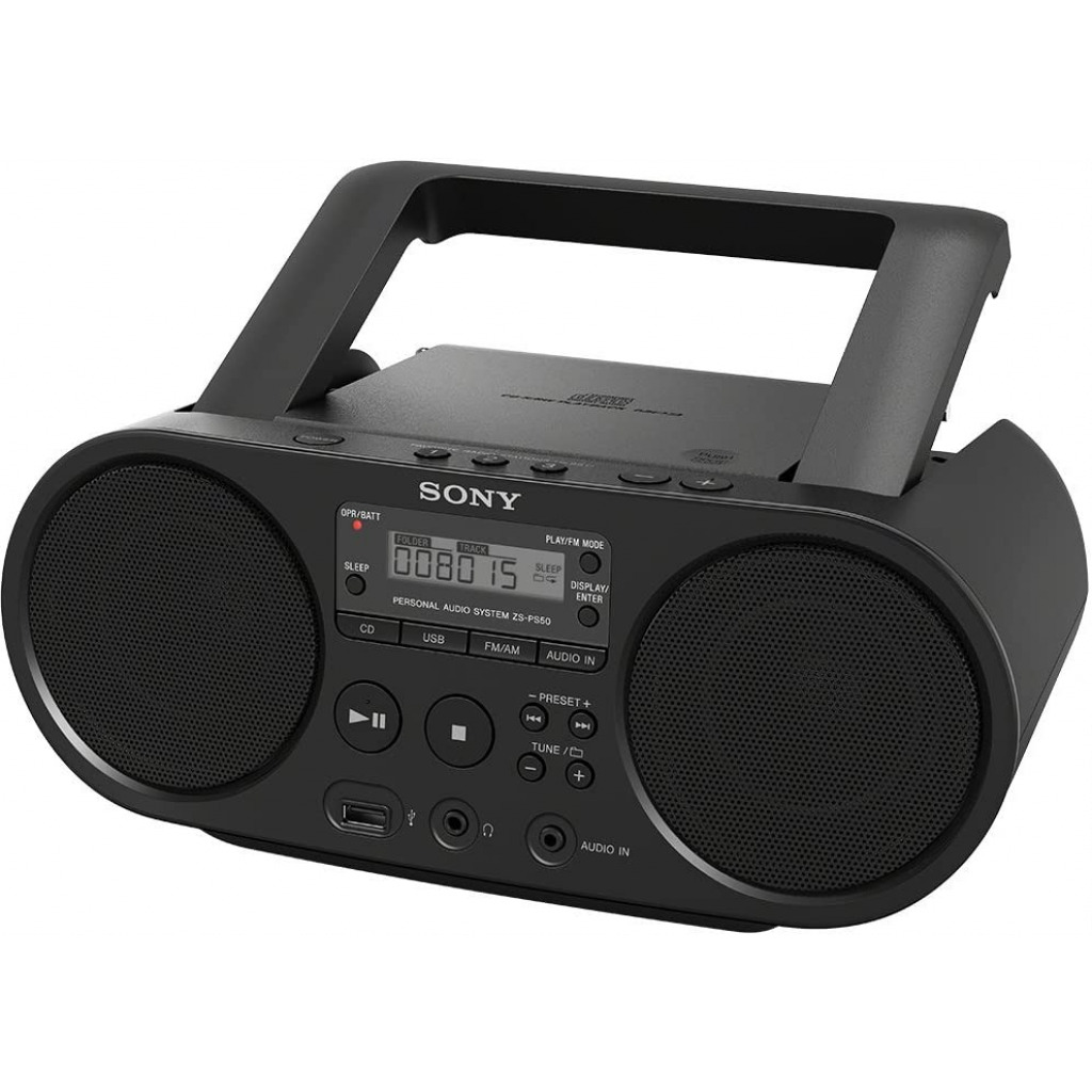 Sony Zs-PS50 Black Portable Cd Boombox Player Digital Tuner Am/FM Radio USB Playback and Audio Input Mega Bass Reflex Stereo Sound System