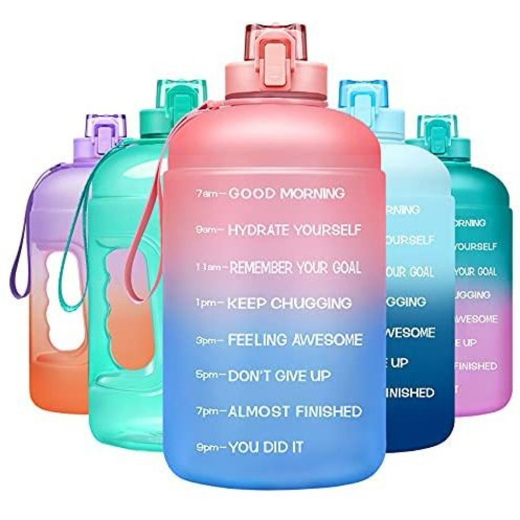 2.5L Time Marked Fitness Jug Outdoor Frosted Water Bottle, Multi-Colour