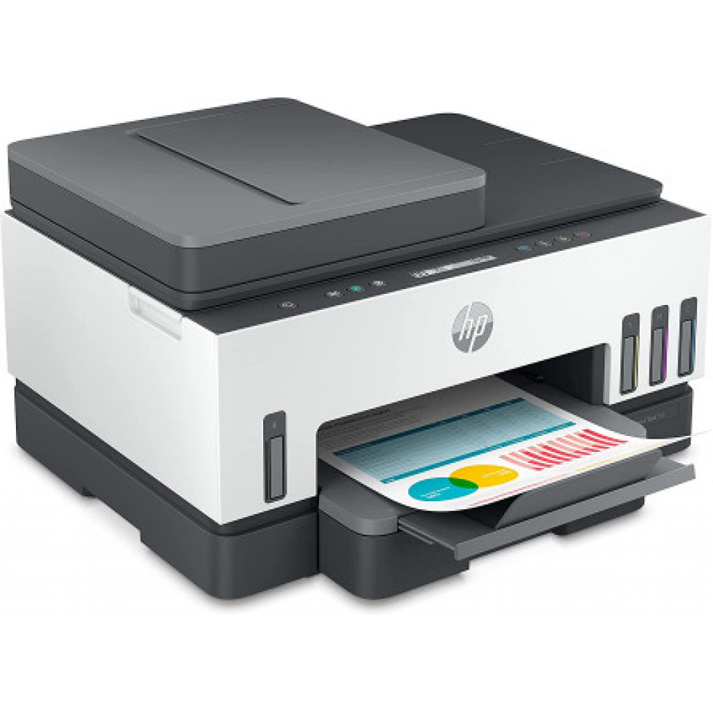 HP Smart 750 WiFi Duplex Printer with Smart-Guided Button, Print, Scan, Copy, Wireless - Black/White