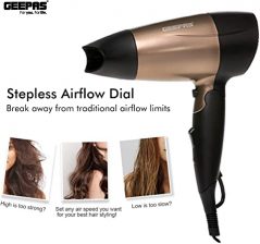 Geepas Foldable Hair Dryer - GH8642, Gold