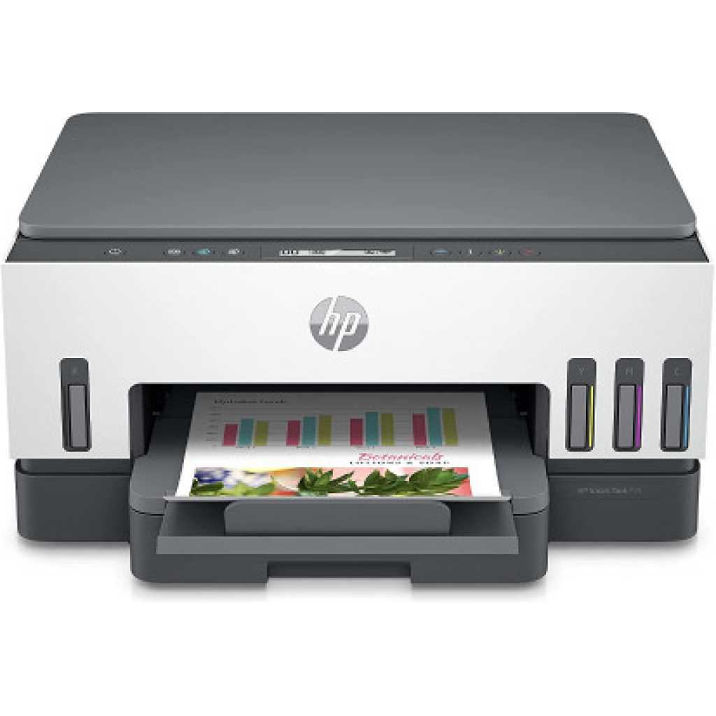 HP 720 WiFi Duplex Printer with Smart-Guided Button, Print, Scan, Copy and Wireless, Hi-Capacity Smart Tank with auto Ink and Paper Sensor