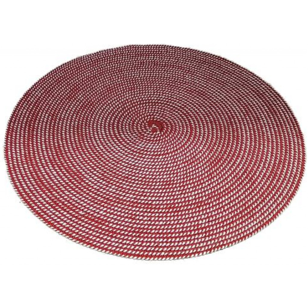 6 Pc Round Decorative Placemats Table Mats- Red &White Tabletop Accessories TilyExpress