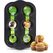 Royalford 6 Cup Jumbo Muffin Pan, Cupcake Pan RF7043 (Black)