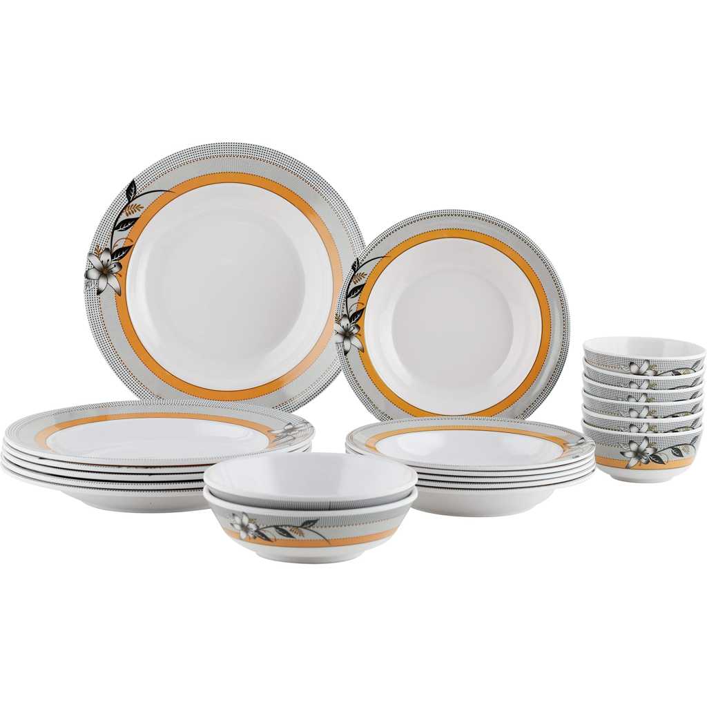 Royalford 20 pcs Melamine Ware Dinner Set, White, RF7437