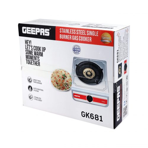 Geepas GK681 Stainless Steel Single Gas Burner (Silver)