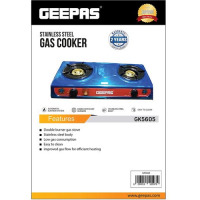 Geepas GK5605 Stainless Steel Gas Cooker - Silver