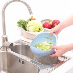 1Pc Fruits Vegetable Washing Bowl Food Strainer Rice Colander -Multi-colours