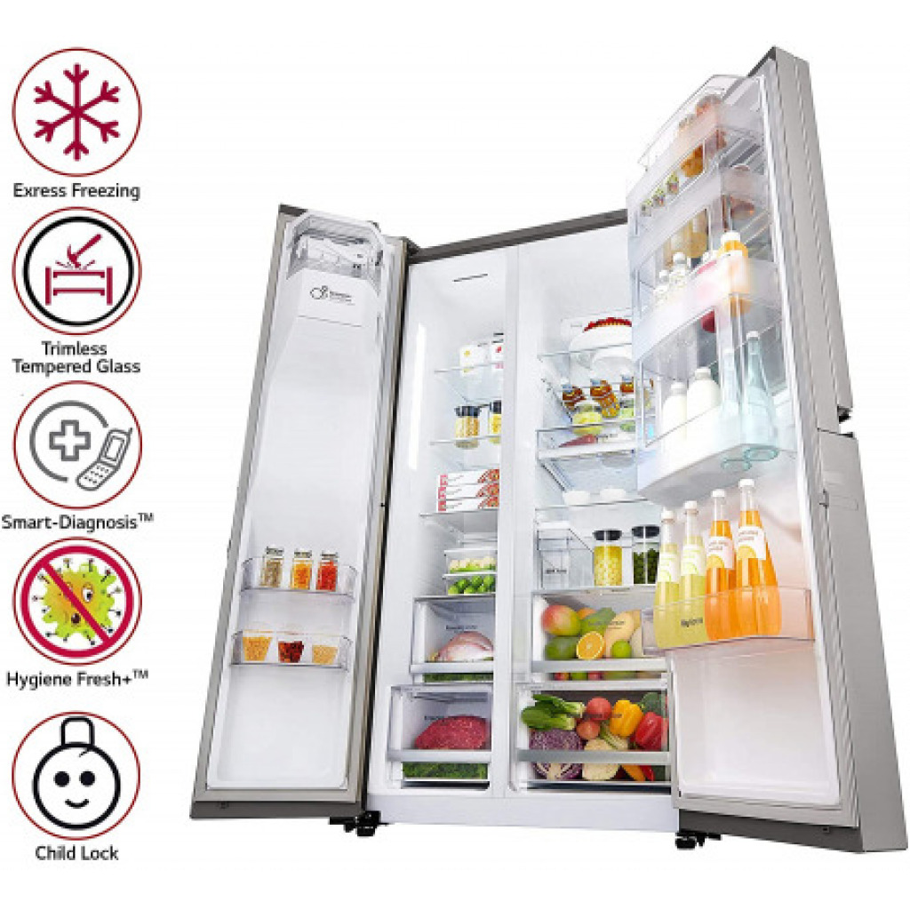 LG 668 L InstaView Door-in-Door Wi-Fi Inverter Side-by-Side Refrigerator (GC-X247CSAV, Noble Steel)