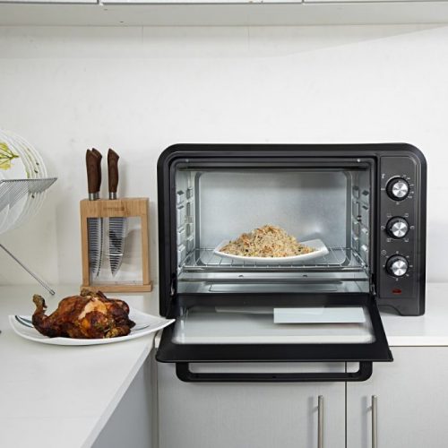 Geepas 42L GO4450 Mini Oven & Rotisserie – Electric Oven 2000W & 60 Minutes Timer – Grill Function & 6 Selectors for Baking, Roasting & Grilling - Accessories Included – 2 Years Warranty