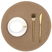 6 Round Decorative Placemats Table Mats- Brown