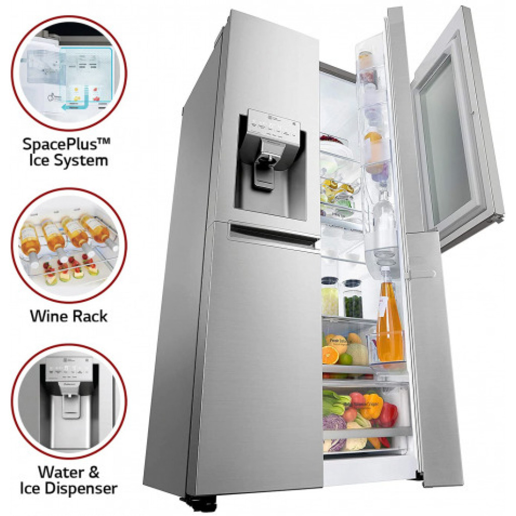 LG 668 L InstaView Door-in-Door Wi-Fi Inverter Side-by-Side Refrigerator (GC-X247CSAV, Noble Steel)