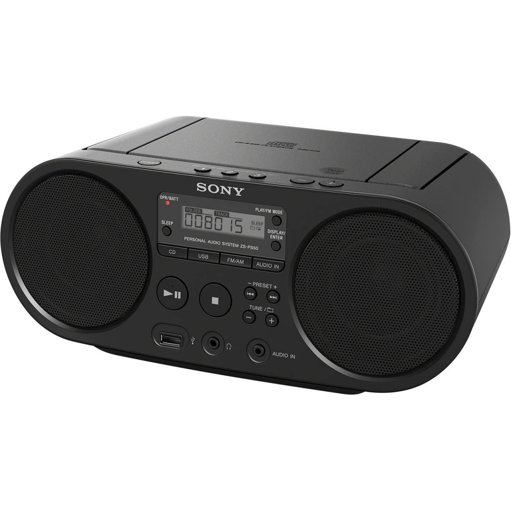 Sony Zs-PS50 Black Portable Cd Boombox Player Digital Tuner Am/FM Radio USB Playback and Audio Input Mega Bass Reflex Stereo Sound System