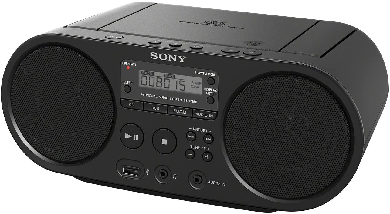 Sony Zs-PS50 Black Portable Cd Boombox Player Digital Tuner Radio USB Playback and Audio Input Mega Bass Reflex Stereo Sound System - TilyExpress Uganda
