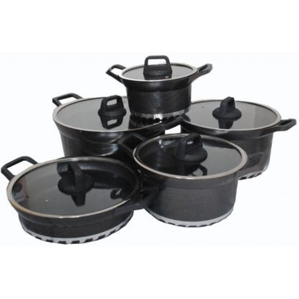 Dissini Regina 10 Pieces Granite Non-Stick Serving Dishes Saucepans Cookware - Multi-colours