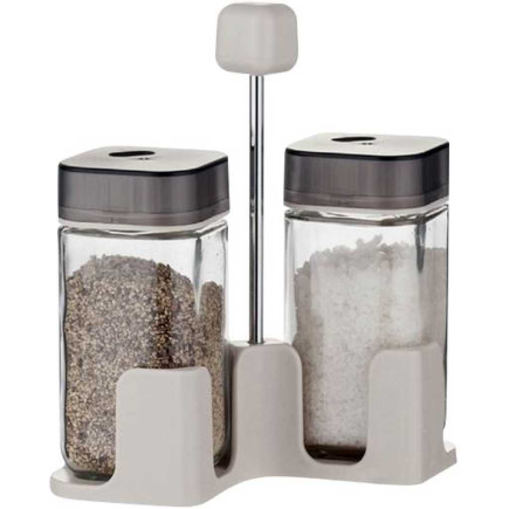 Double Countertop Spice, Salt, pepper Shaker Rack Organizer - Black