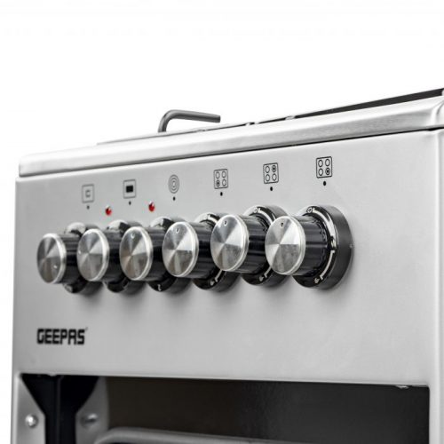 Geepas 50x50 Free Standing Oven, Stainless Steel, GCR5031 | 3 Burner & 1 Hot Plate