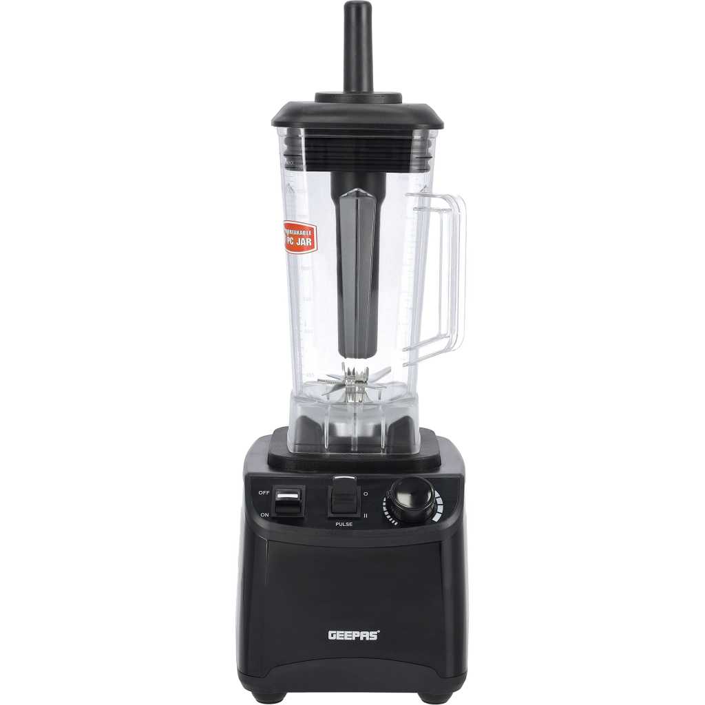 Geepas Commercial Blender, 1800W Powerful Motor, GSB44078 - Countertop Blender for Milkshake Fruit Smoothie Maker 2L, Stainless Steel 6 Leave Blade, 2 Years Warranty, Black