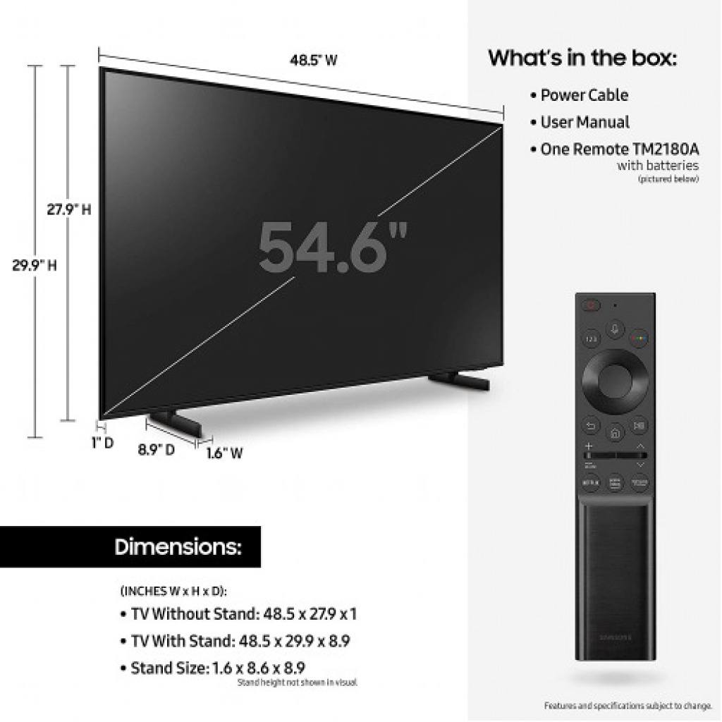 Samsung 55 Inch UA55AU8000UXKE UHD 4K Smart LED TV - Black