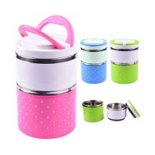2 Layer Steel Food Insulated Lunch Box Container Tiffin- Multi-colours. Lunch Boxes