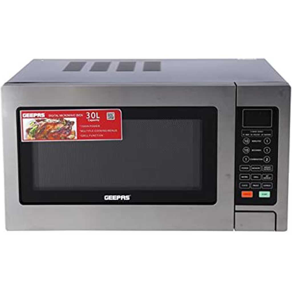 Geepas GMO1897 35L Digital Microwave Oven - 1400W Microwave Oven with Multiple Cooking Menus | Reheating & Defrost Function | Child Lock | Push-button door, Digital Controls