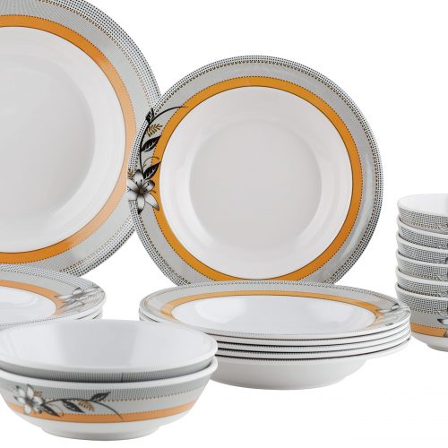 Royalford 20 pcs Melamine Ware Dinner Set, White, RF7437