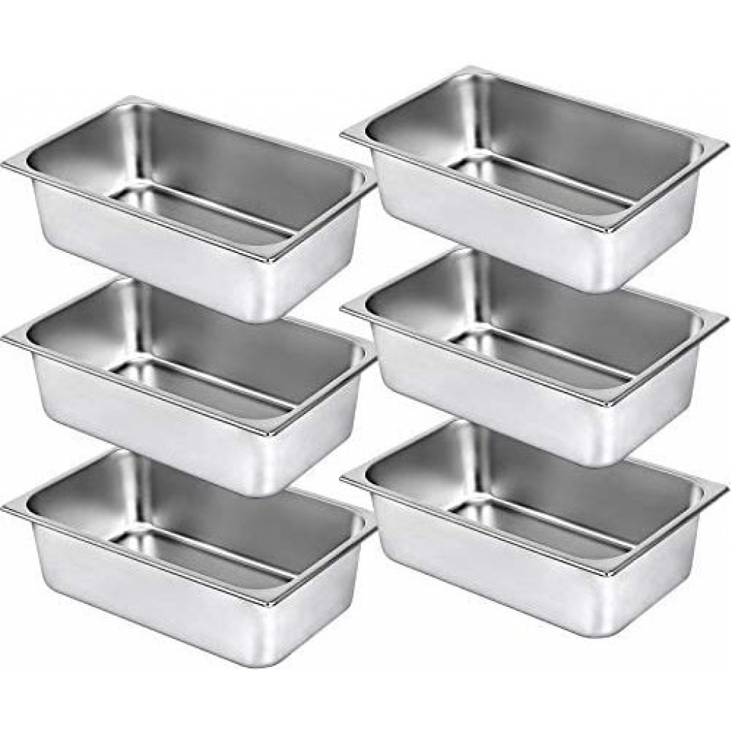 6 Pack Stainless Steel chafing Water Steam Table Buffet Food Pans- Silver Bakeware Sets TilyExpress 5