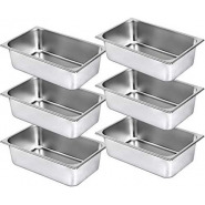 6 Pack Stainless Steel chafing Water Steam Table Buffet Food Pans- Silver Bakeware Sets TilyExpress 2