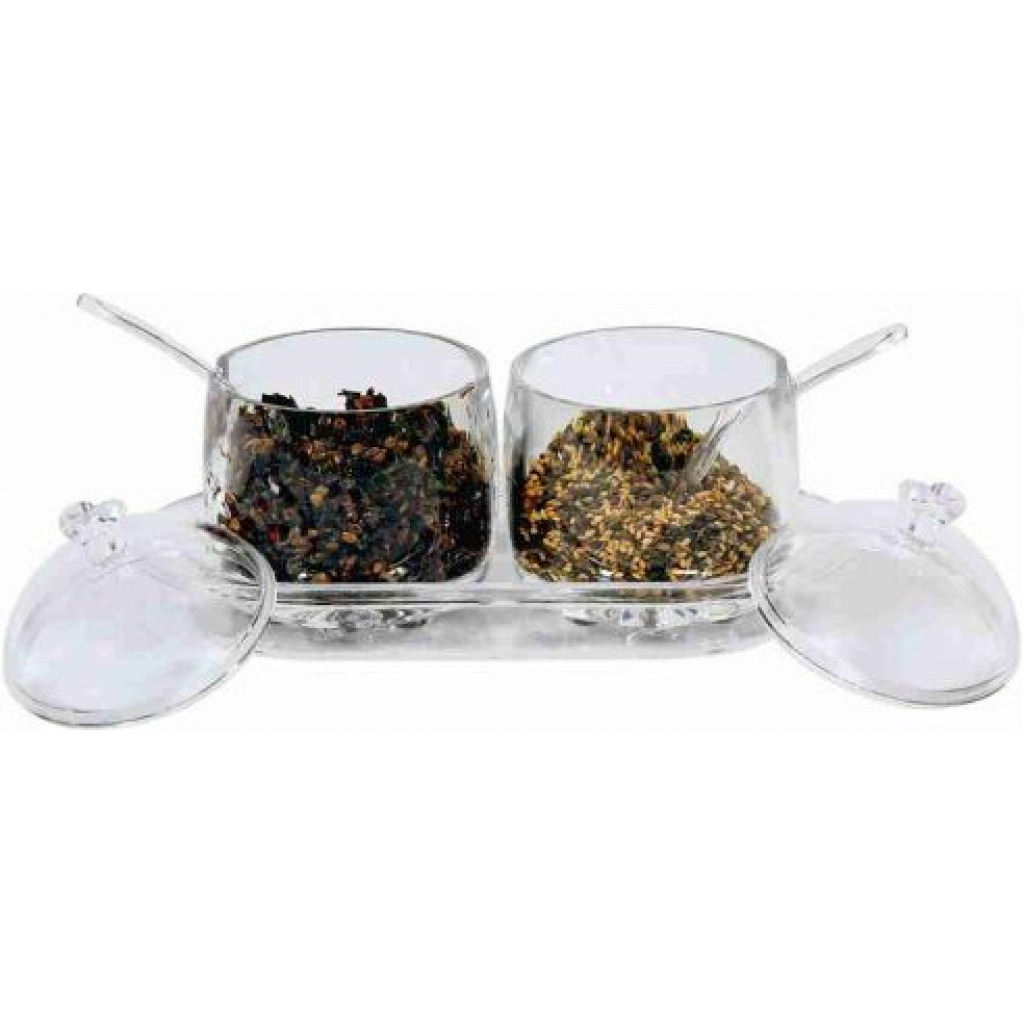 Acrylic Spice Jar Kitchen Storage Bottle Salt Jar Sugar Bowl Box Set- Clear