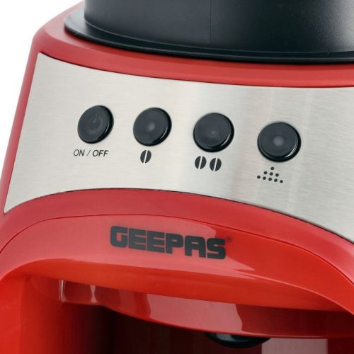 Geepas Grinder & Drip Coffee Maker, 0.6L, 4 Cups, GCM41512 | Washable Filter | Non-Stick Coating Keep Warm Function | Filter Holder & Grinder | Water Level Gauge