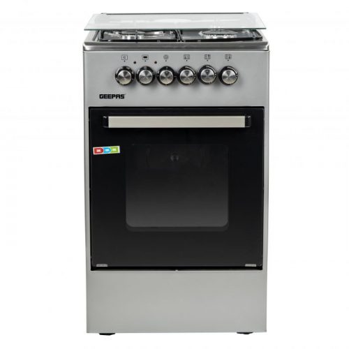 Geepas 50x50 Free Standing Oven, Stainless Steel, GCR5031 | 3 Burner & 1 Hot Plate