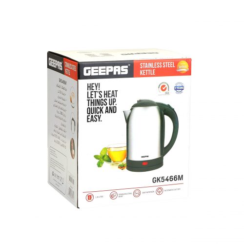 Geepas Electric Kettle, 1.8 Liter, 1500 Watts, Silver, GK5466