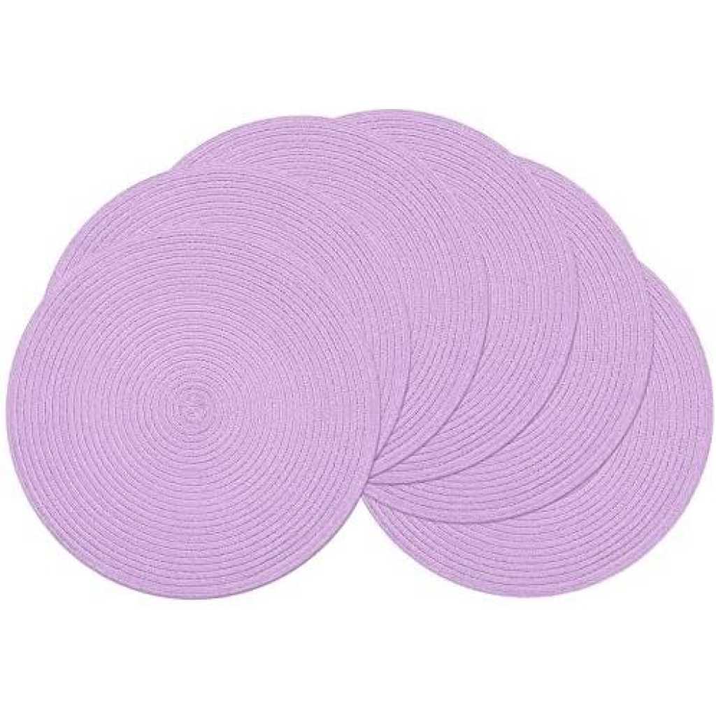 6 Round Decorative Placemats Table Mats- Purple