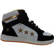 Men’s Lace Up Sneakers – Black, White,Gold