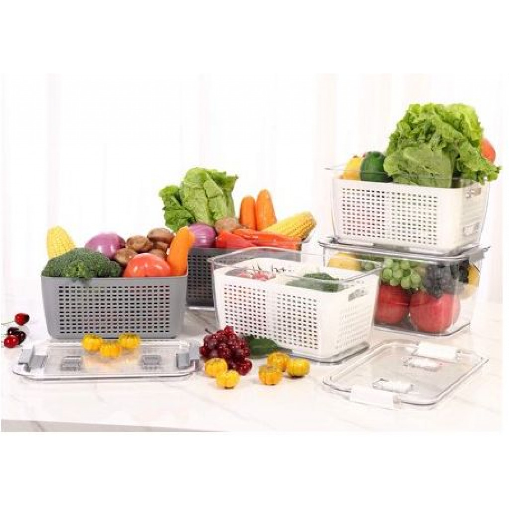 2.72L Refrigerator Organizer Bin Storage Container For Fruits Vegetables- Multi-colours