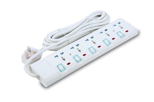 Geepas 5 Way 5 Meter Extension Socket, GES5802 - White