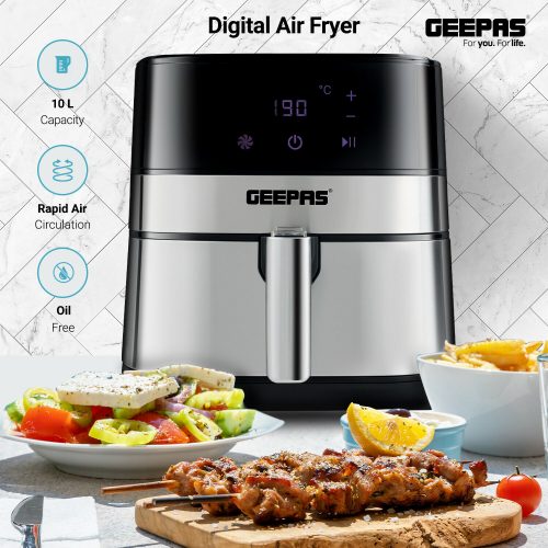 Geepas GAF37510 5L Digital Air Fryer - Electric Air Cooker With Digital Touch Screen & 60 Minute Timer, Led Display, Auto Shut Off | 2 Years Warranty