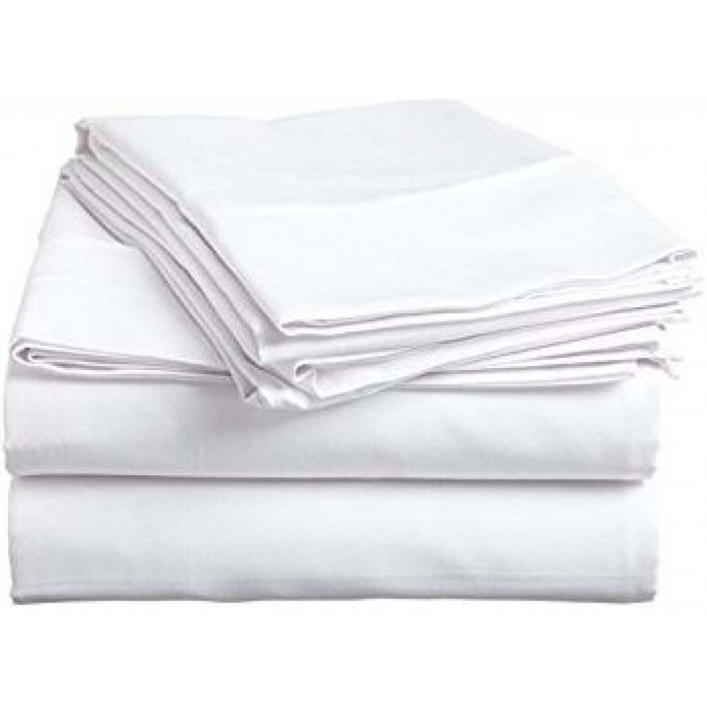 Home Fashion 5*6 Cotton Bedsheets with 2 Pillow cases -White Bedsheets & Pillowcase Sets TilyExpress