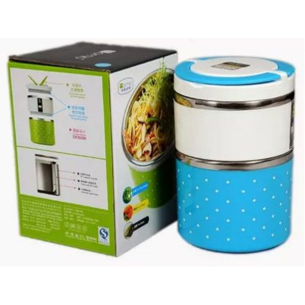 2 Layer Steel Food Insulated Lunch Box Container Tiffin- Multi-colours.