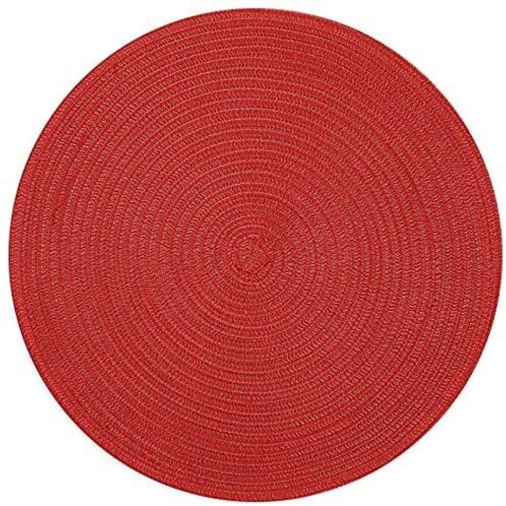 6 Round Decorative Placemats Table Mats- Red.