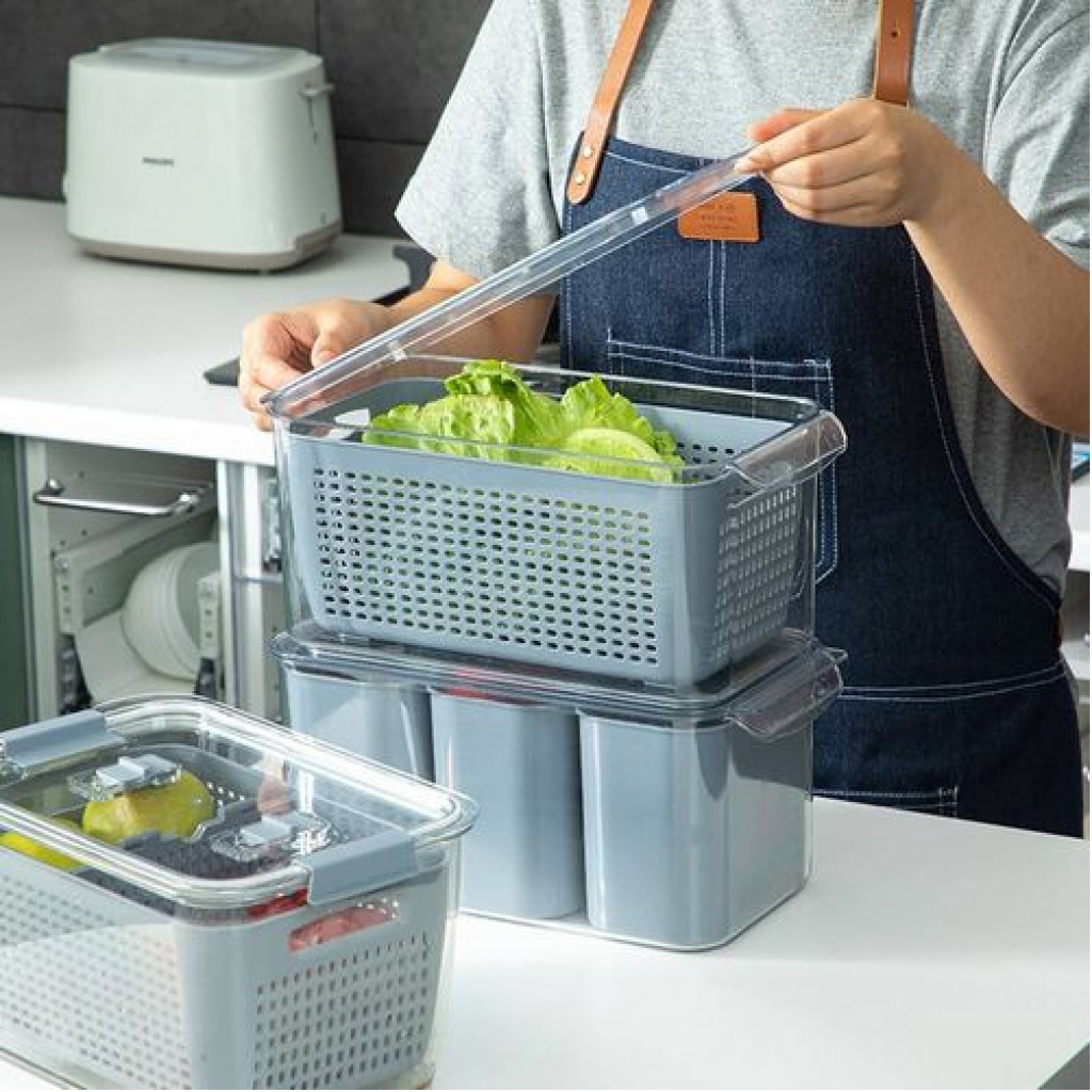 2.72L Refrigerator Organizer Bin Storage Container For Fruits Vegetables- Multi-colours Kitchen Storage & Organization TilyExpress 9