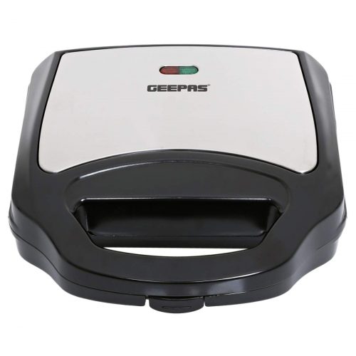 Geepas GGM6001 700W 2 Slice Grill Maker With Non-Stick Plates | Stainless Steel Panini Press, Sandwich Toaster - Black