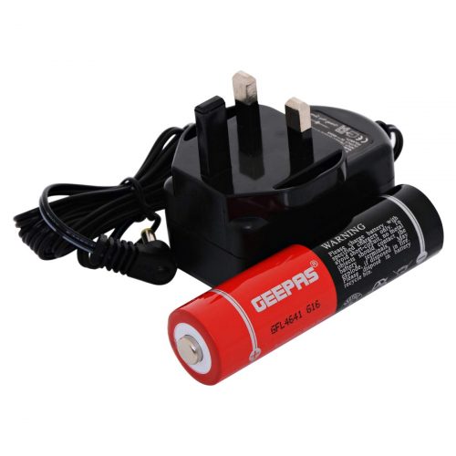 Geepas GFL4641 Rechargeable LED Flashlight Torch - Black