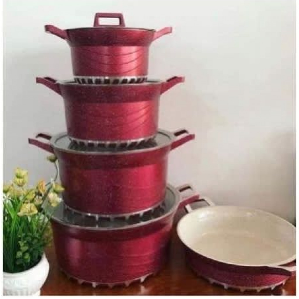 Dissini Regina 10 Pieces Granite Non-Stick Serving Dishes Saucepans Cookware - Multi-colours